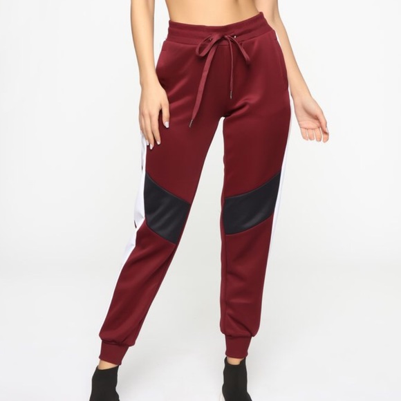 Fashion Nova Pants - Burgundy track pants
